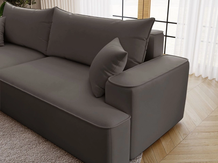 Ecksofa L-Form Links mit Schlaffunktion und Bettkasten California Dunkelgrau