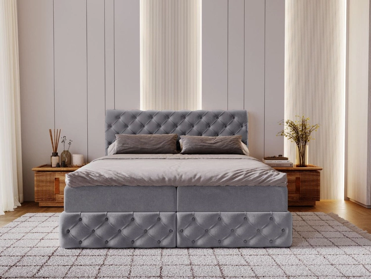 Boxspringbett mit Bettkasten 180x200 Canolo Grau