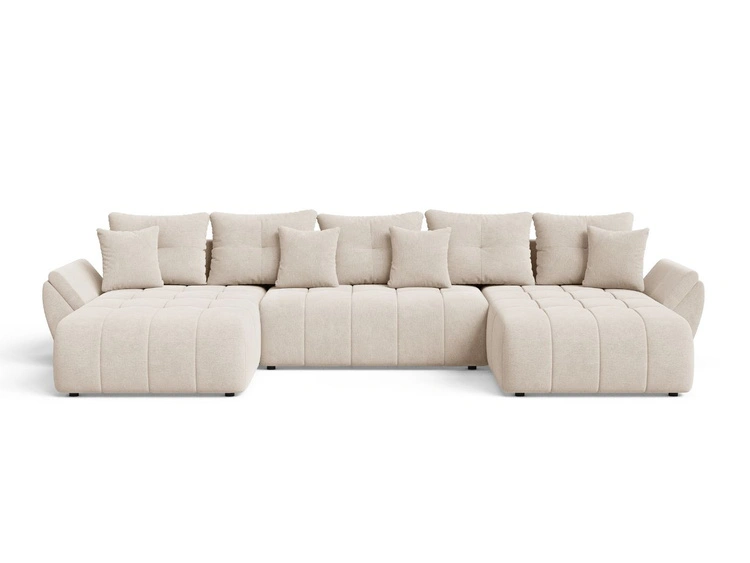 Wohnlandschaft mit Schlaffunktion und Bettkasten Decor U Beige