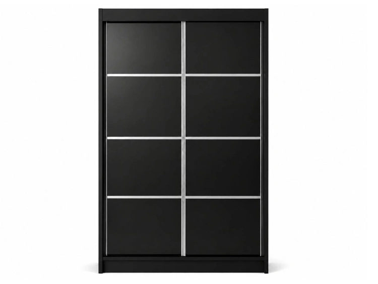 Schiebetürenschrank mit Sprossen 120 cm mit LED-Beleuchtung Ponti Schwarz