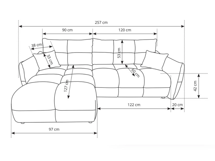 Ecksofa L-Form mit Schlaffunktion und Bettkasten Bene Beige