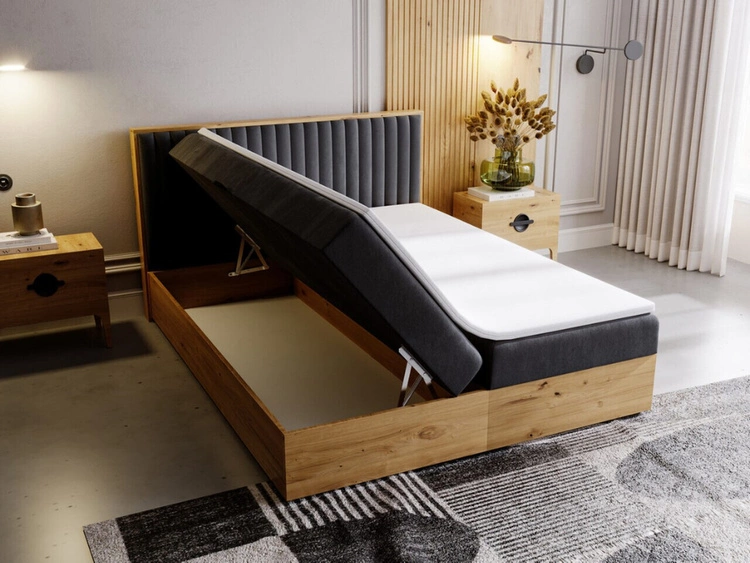 Boxspringbett mit Bettkasten 140x200 Forest Anthrazit