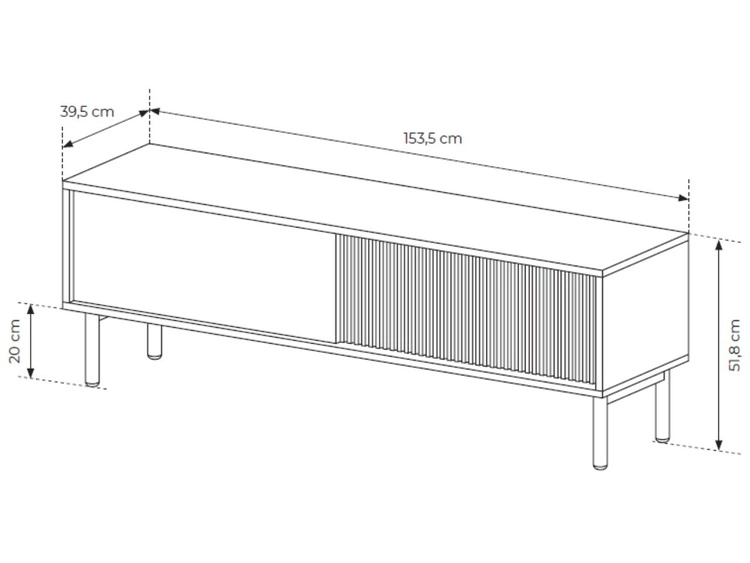 TV-Lowboard mit Türen 154 Gradimento Eiche Cremona