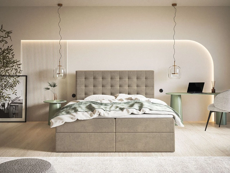 Boxspringbett mit Bettkasten 160x200 Denza Beige