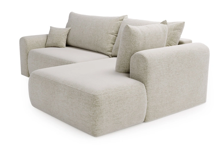 Ecksofa L-Form mit Schlaffunktion und Bettkasten Savana Bis Hellbeige