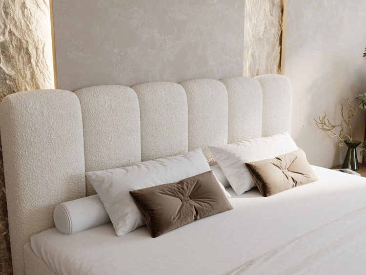 Boxspringbett mit Bettkasten 200x200 Bouclé-Stoff Cloud Beige