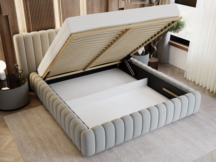 Polsterbett mit Bettkasten und Lattenrost 160x200 Bliss Grau