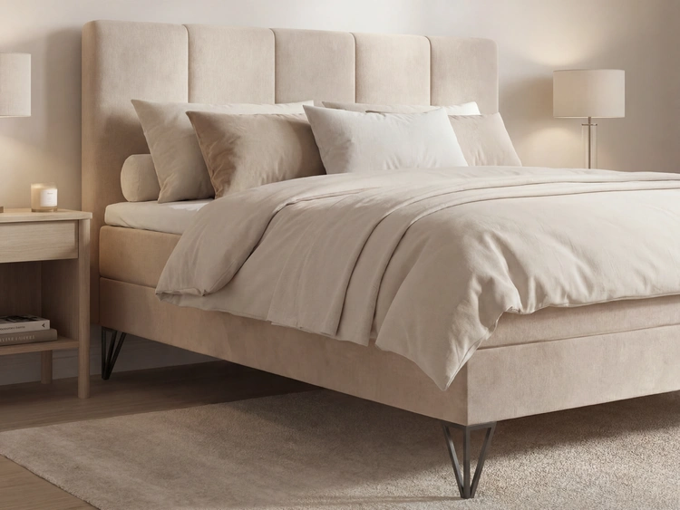 Boxspringbett mit Bettkasten 160x200 Vendi Beige