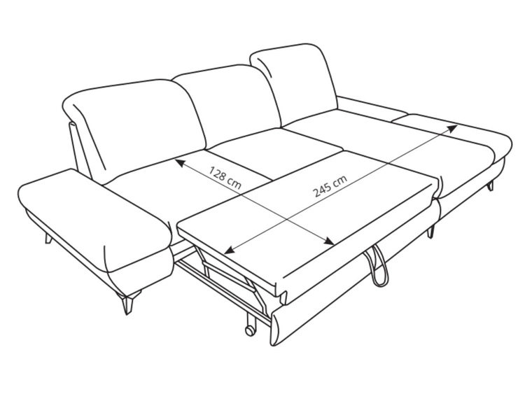 Ecksofa L-Form Links mit Schlaffunktion und Bettkasten Hannover Grau