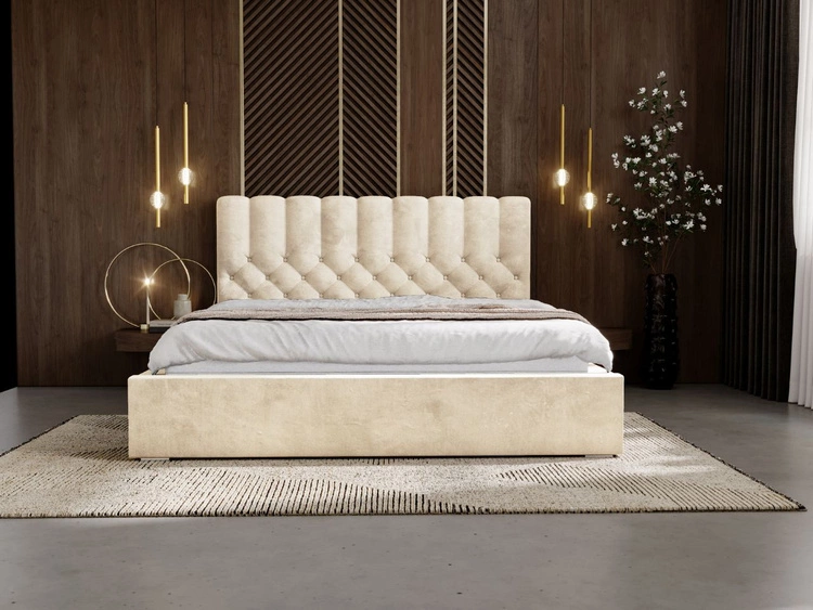 Polsterbett mit Bettkasten und Lattenrost 180x200 Roma Beige