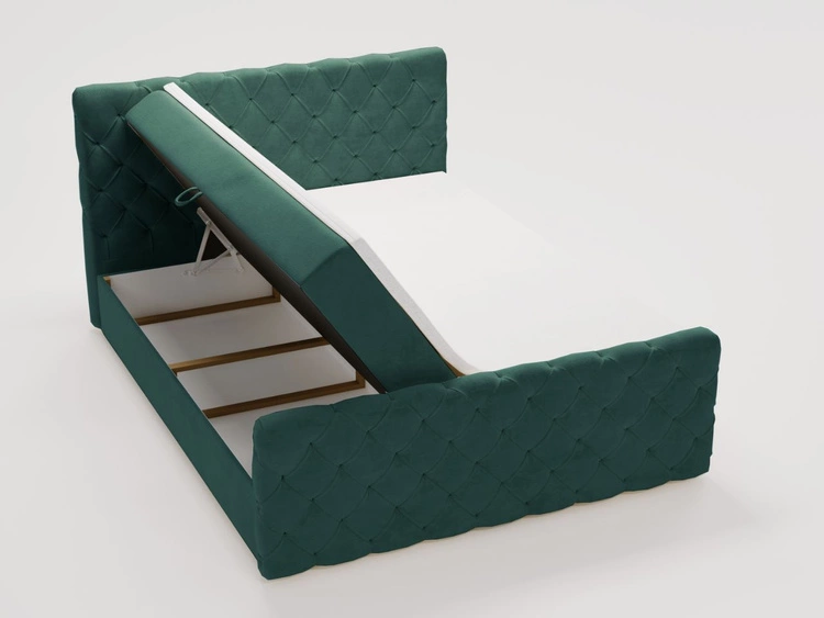 Boxspringbett mit Bettkasten 140x200 Lunaris Grün