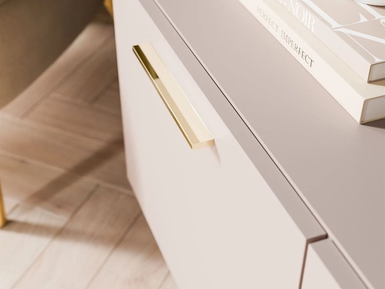 TV-Lowboard mit Türen und LED-Beleuchtung auf Goldenen Metallbeinen 100 cm Noaé Kaschmir
