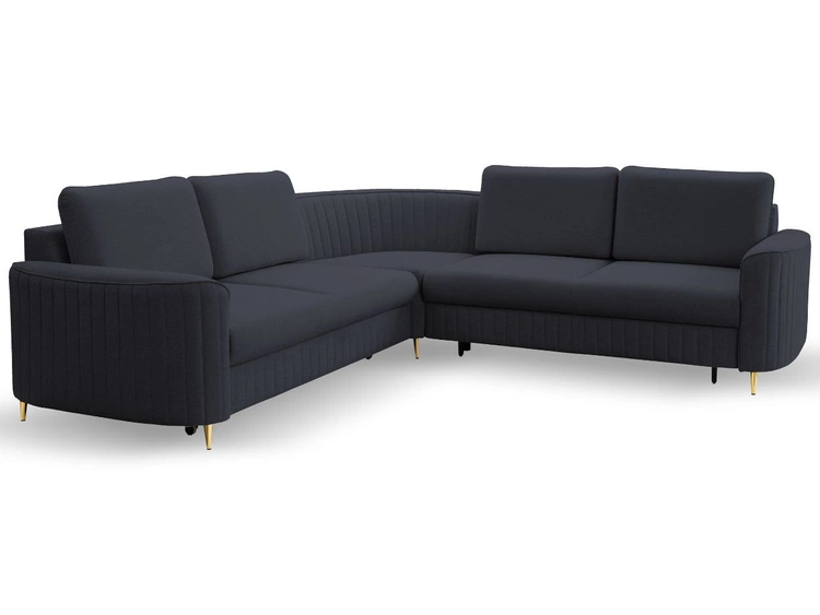 Ecksofa L-Form Links mit Schlaffunktion und Bettkasten Limon Dunkelblau