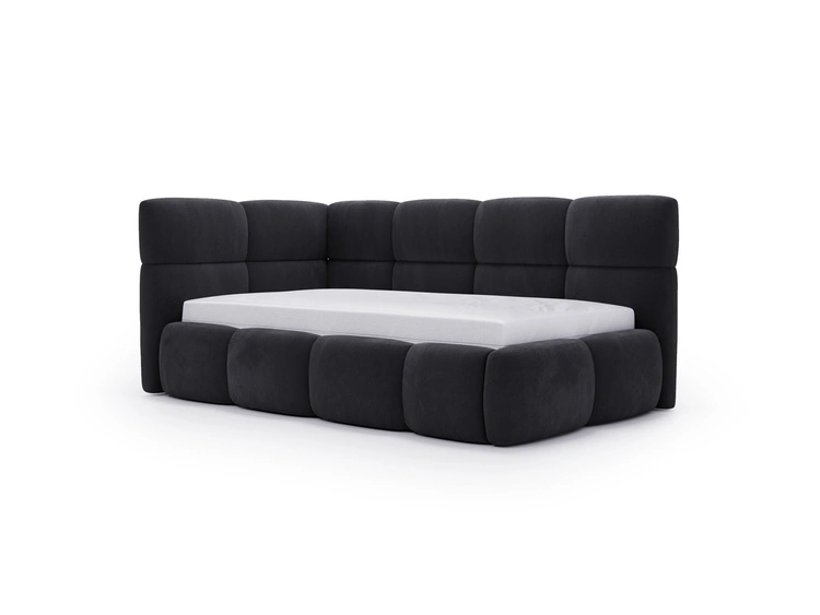 Gepolstertes Jugend-Einzelbett mit Bettkasten und Bettrost aus Holz 90x200 Modo One Rechts Schwarz