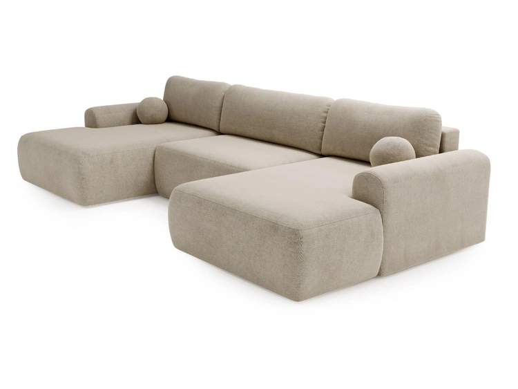 Wohnlandschaft mit Schlaffunktion und Bettkasten Savana Beige