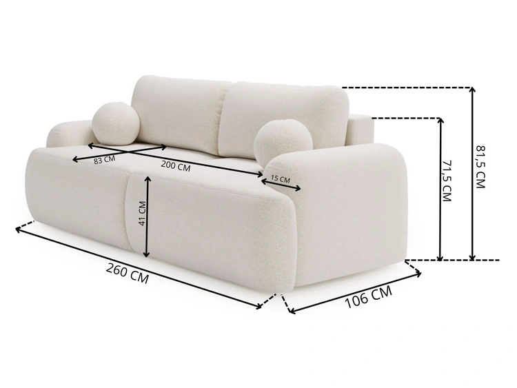 Sofa mit Schlaffunktion und Bettkasten Aurio Hellbraun