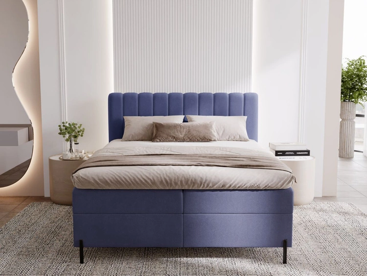 Boxspringbett mit Bettkasten 120x200 Primavera Dunkelblau