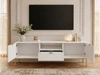TV-Lowboard mit Schublade und Türen Amber Weiß, Gold Frame