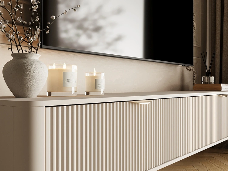 TV-Lowboard mit Türen 200 cm Latina Beige