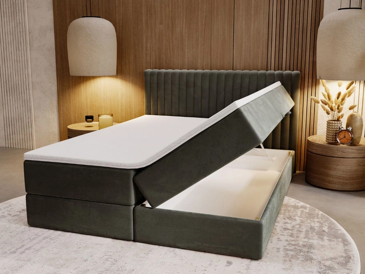 Boxspringbett mit Bettkasten 160x200 Marbella Dunkelgrau