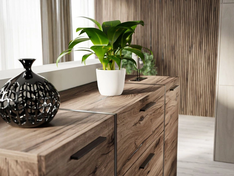 Wohnzimmer-Set im Loft-Stil Lunelie Eiche Flagstaff