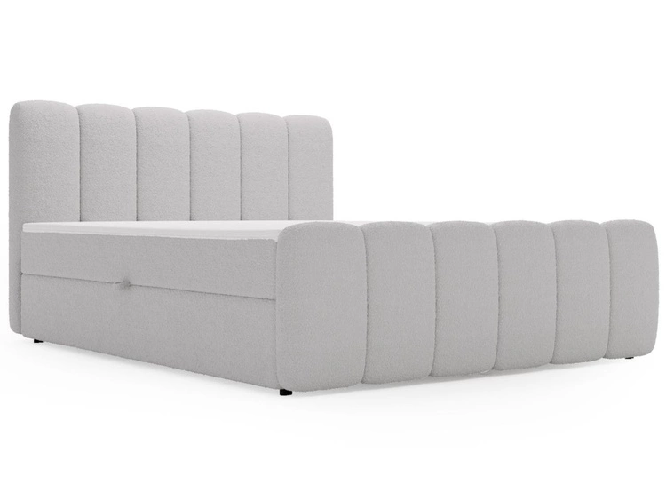 Boxspringbett mit Bettkasten 180x200 Bouclé-Stoff Cloud Grau