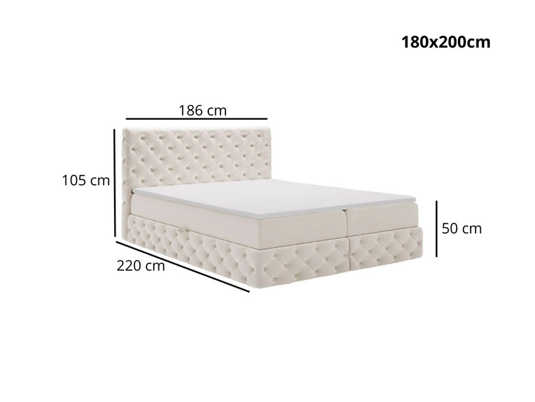 Boxspringbett mit Bettkasten 180x200 Canolo Beige