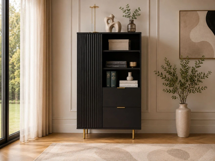 Regal mit Schubladen und Türe Ankara Schwarz Matt