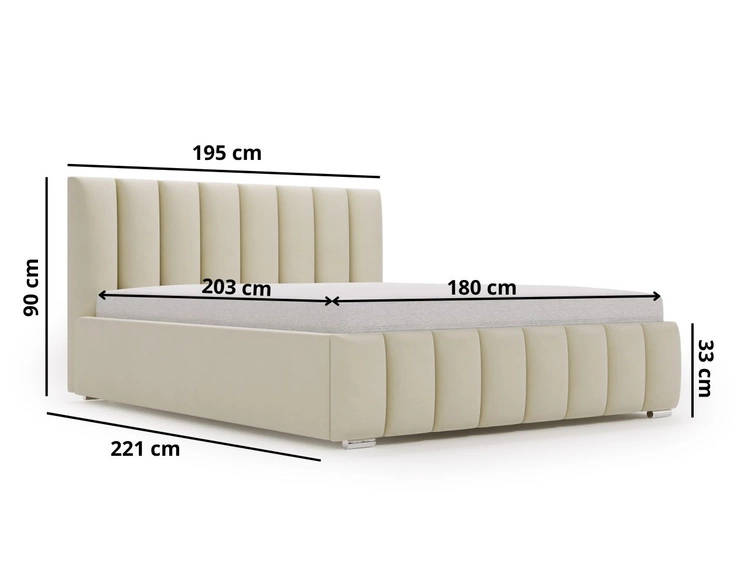 Polsterbett mit Bettkasten und Lattenrost 180x200 Neos Beige