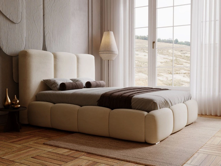 Polsterbett mit Bettkasten und Lattenrost 120x200 Bubble Beige