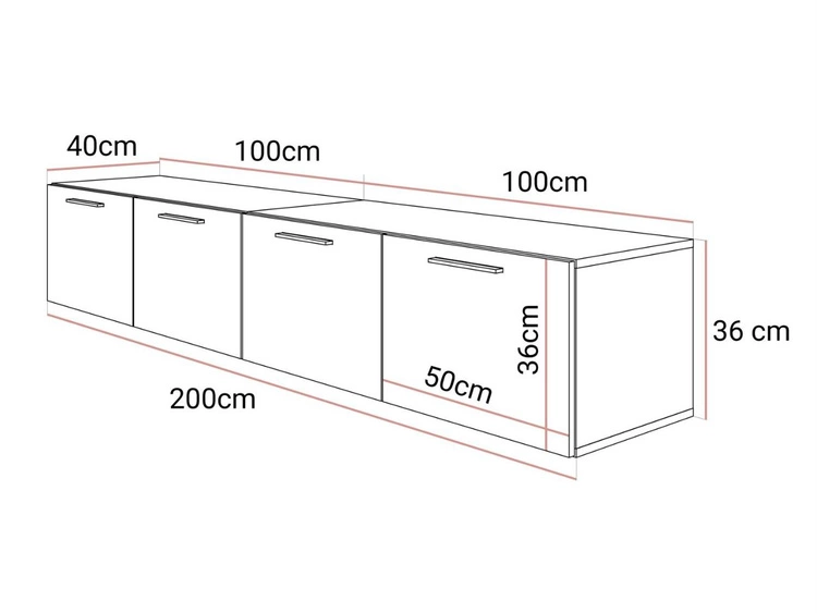 Hängeschrank mit Türen und LED-Beleuchtung 200 cm Noaé Kaschmir