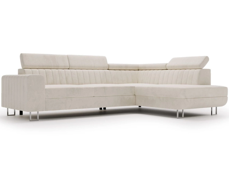 Ecksofa mit Schlaffunktion und Bettkasten Berona rechts Beige