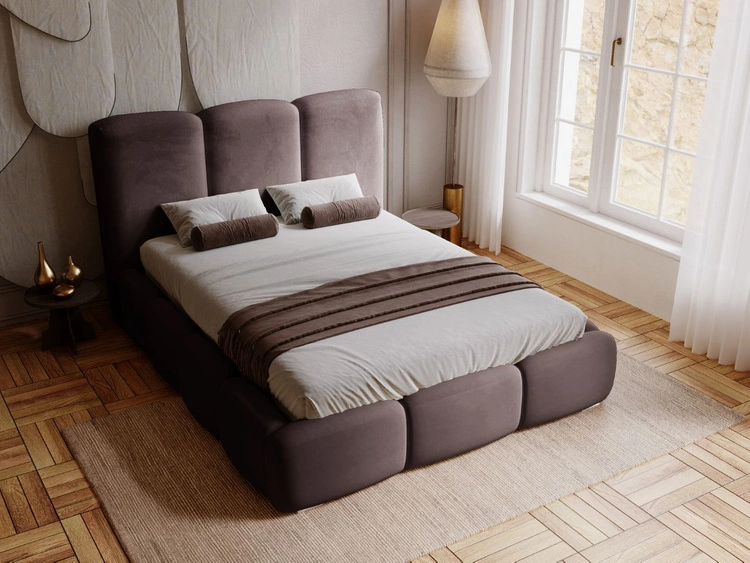 Polsterbett mit Bettkasten und Lattenrost 160x200 Bubble Braun