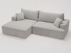 Ecksofa L-Form Links mit Schlaffunktion und Bettkasten California Hellgrau