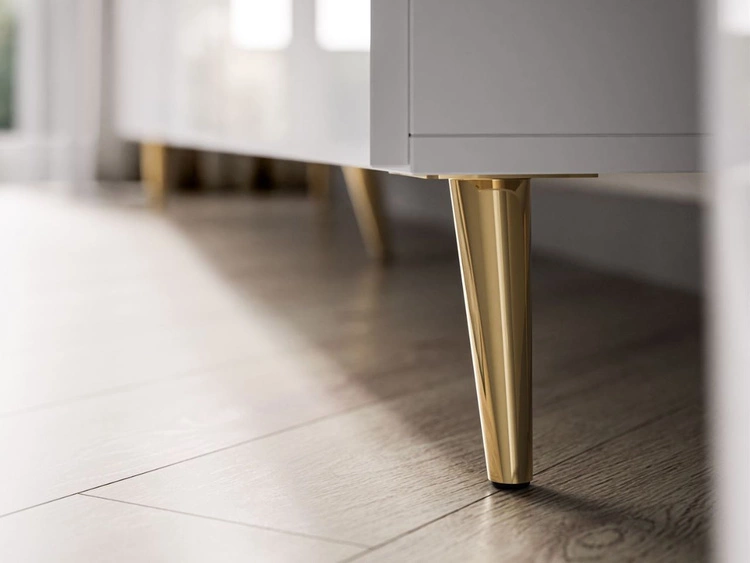 TV-Lowboard mit Türen auf Goldenen Metallbeinen 200 cm Noaé Weiß Hochglanz