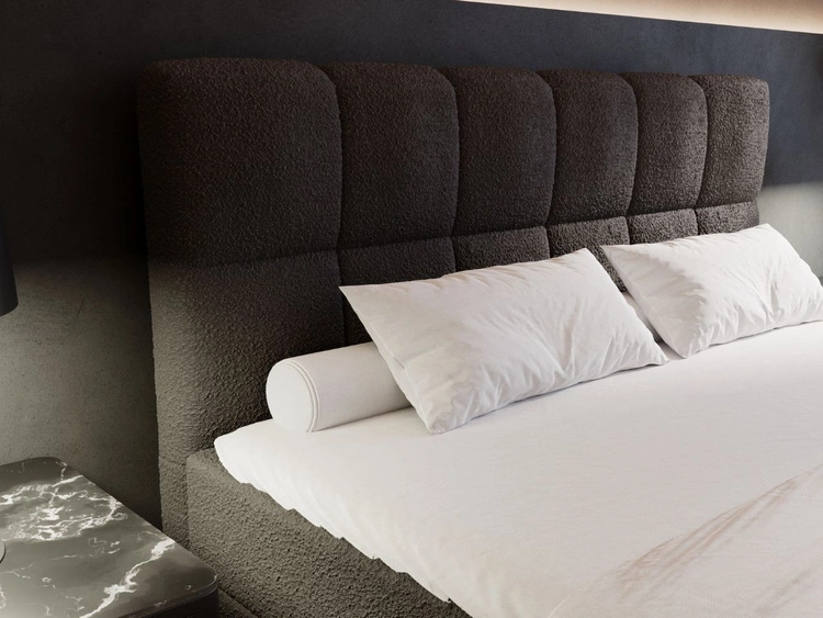 Boxspringbett mit Bettkasten 140x200 Bouclé-Stoff Alicante Schwarz