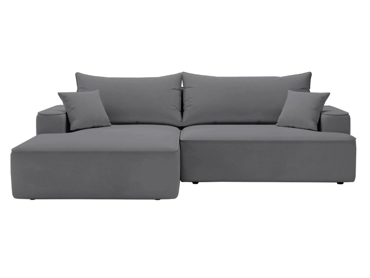 Ecksofa L-Form Links mit Schlaffunktion und Bettkasten California Grau
