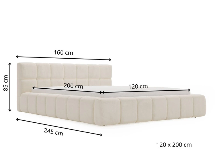 Polsterbett mit Bettkasten und Lattenrost 120x200 Alicante Beige