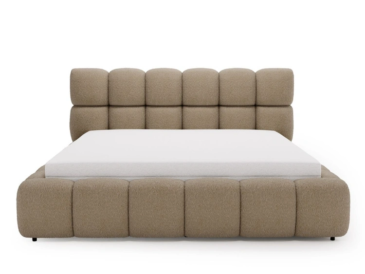 Polsterbett mit Bettkasten und Lattenrost 160x200 Modo aus Bouclé-Stoff Braun