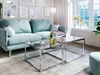 Couchtisch Asumi mit verchromtem Gestell und transparenter Glasplatte 35x41
