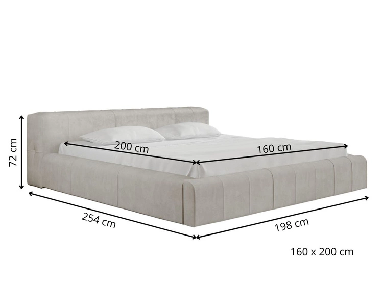 Polsterbett mit Bettkasten und Lattenrost 160x200 Lipari Dunkelgrau