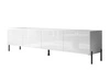 TV-Lowboard mit Türen auf Schwarzen Metallbeinen 200 cm Nodoo Weiß Hochglanz
