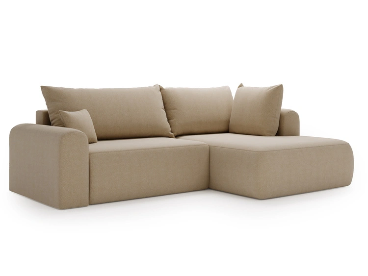 Ecksofa L-Form mit Schlaffunktion und Bettkasten Savana Bis Beige