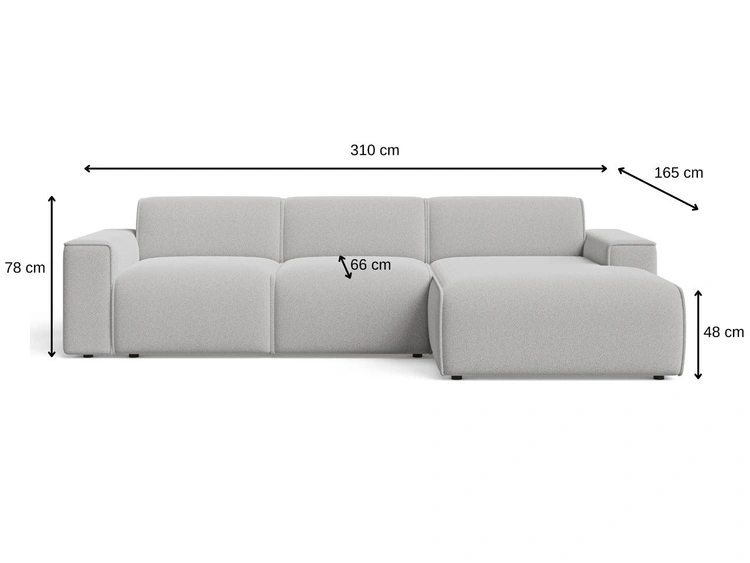 Ecksofa L-Form Links Lavia Bouclé-Stoff Beige