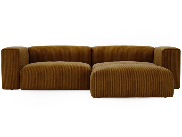 Ecksofa L-Form Rechts Moderne Cord Ecksofa Landi Honigfarben