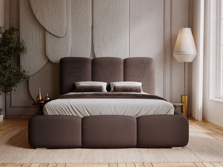 Polsterbett mit Bettkasten und Lattenrost 180x200 Bubble Braun