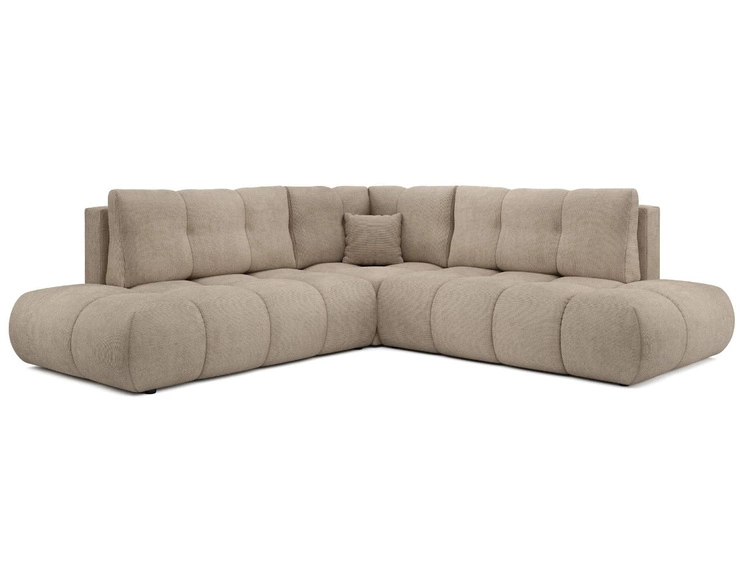 Ecksofa mit Schlaffunktion und Bettkasten Links Kair Hellbraun