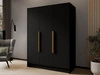 Kleiderschrank 150 cm Perugia Schwarz mit goldenen Griffen