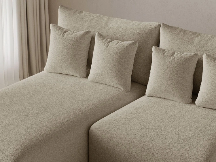 Ecksofa L-Form Links mit Schlaffunktion und Bettkasten Ronni Beige