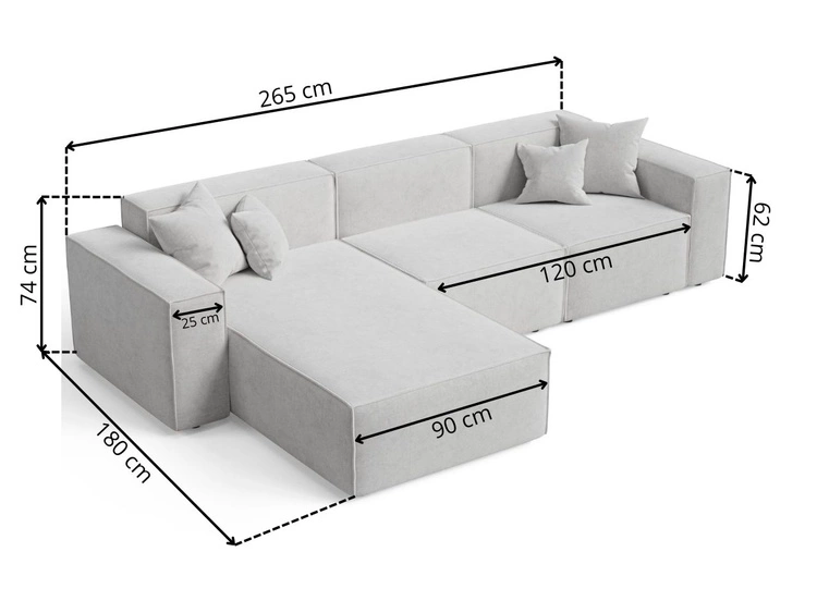 Ecksofa L-Form Rechts Arizona Hellgrau